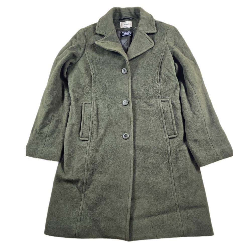 Vintage LL Bean Wool Coat Womens Large Green Insulated Italian Bellandi Chore